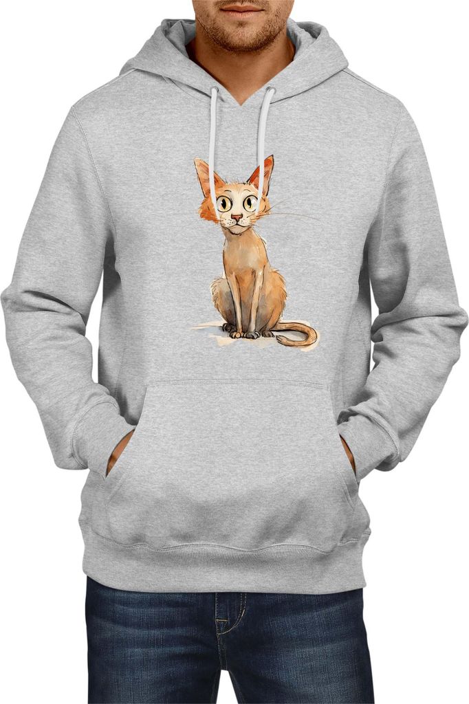 Herren Kapuzenpullover Funny Cats Breeds Javanese Cat 022, Man XL / Grau