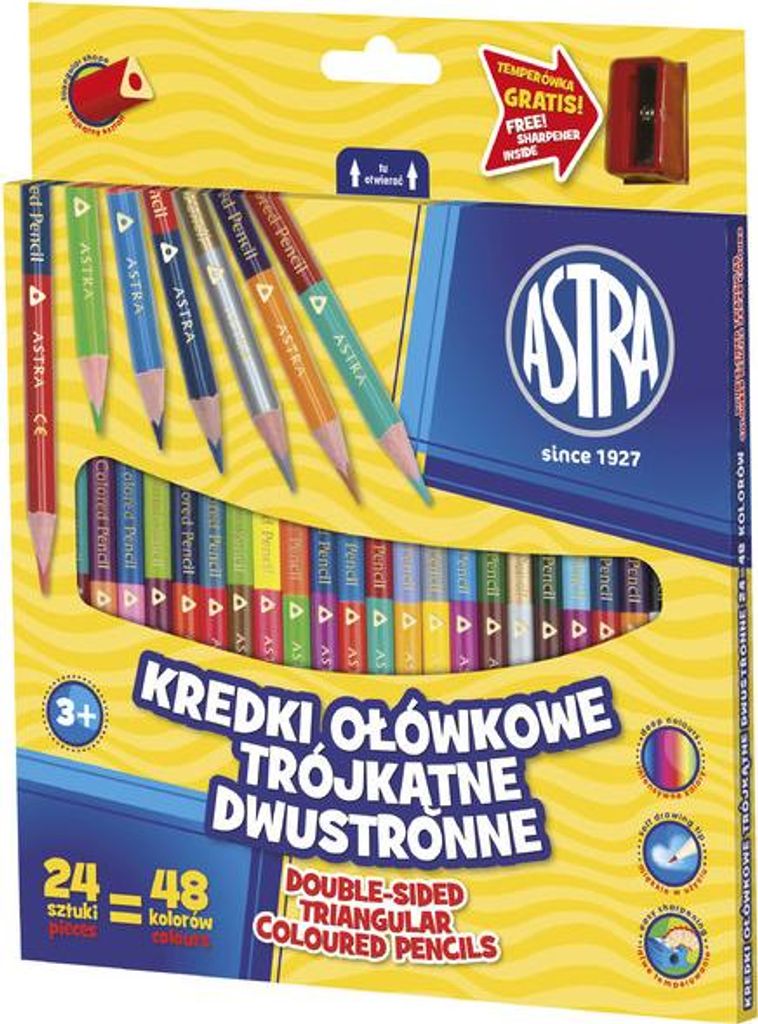 Crayons de couleur 24/48 couleurs triangulaires Astra 1181 Image du produit 