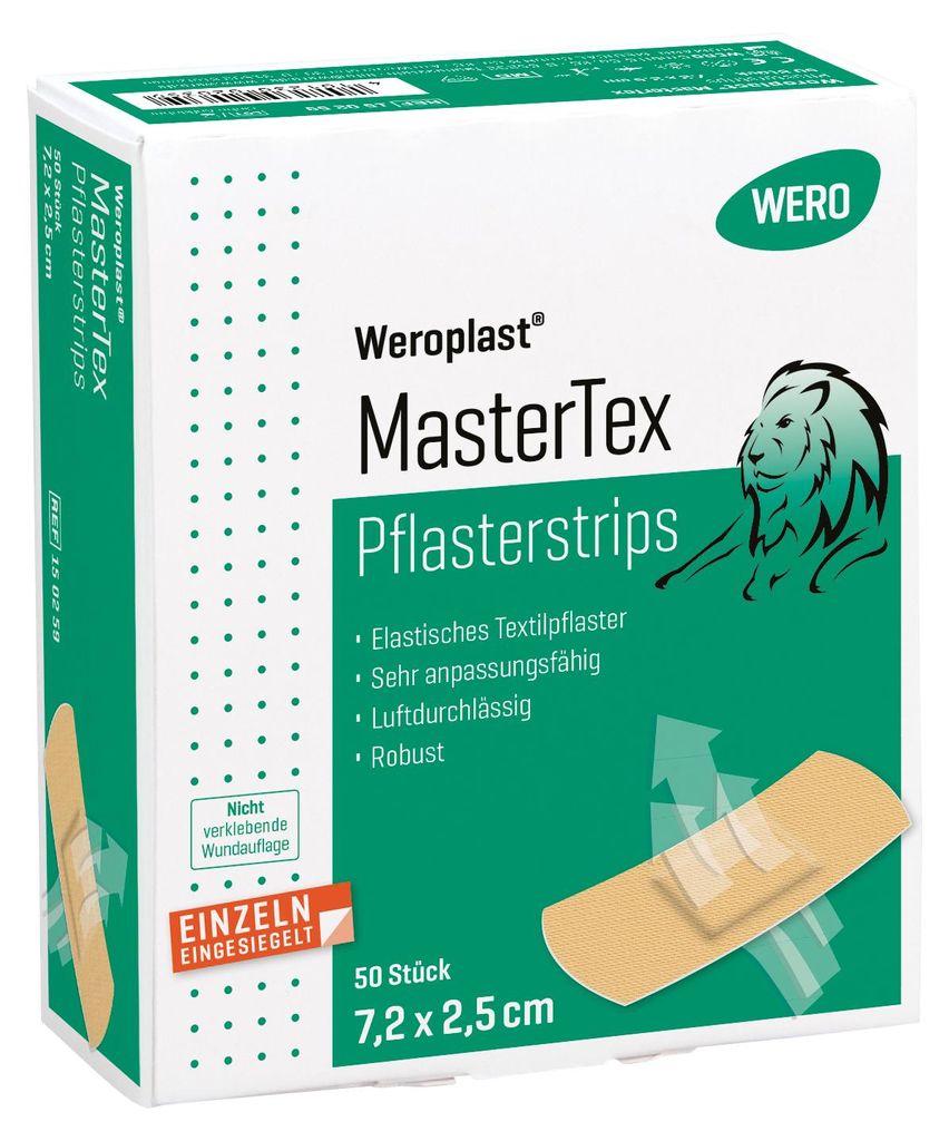 Weroplast MasterTex Pflasterstrips 7,2x2,5cm, 50 Stk/Pkg Produktbild 