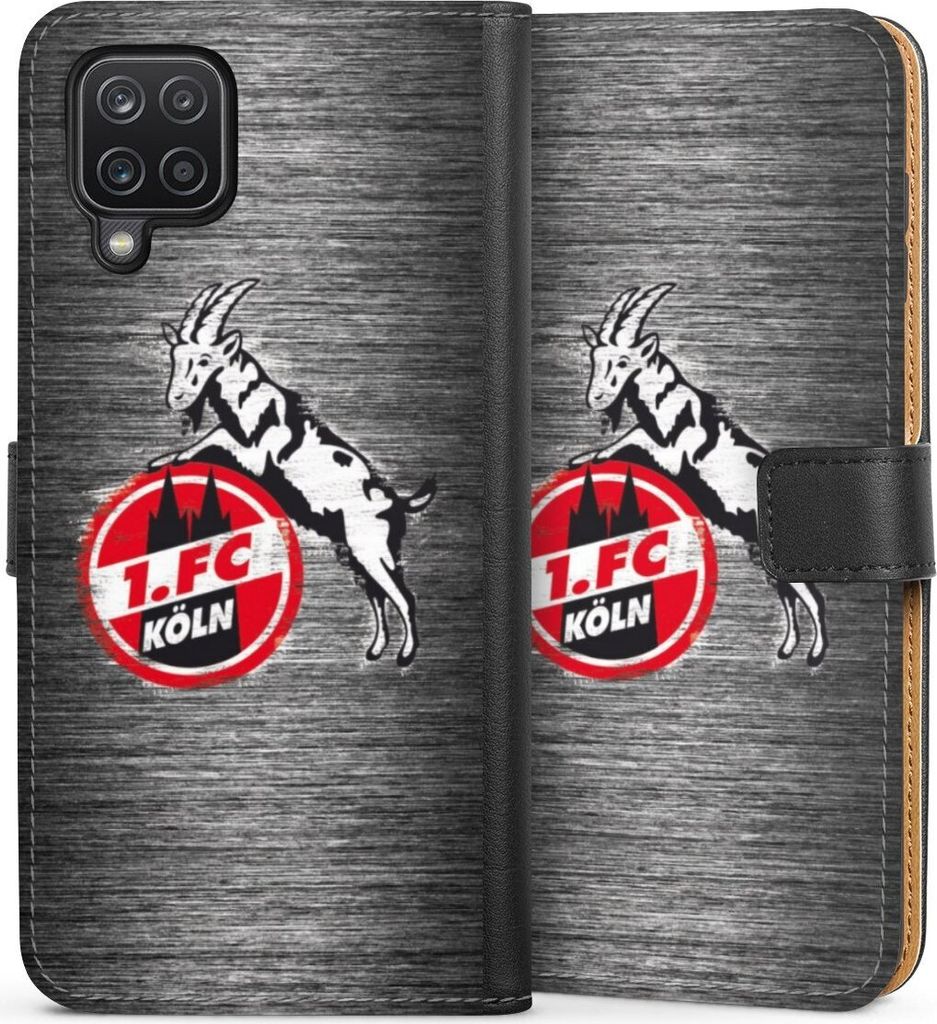 DeinDesign Klapphülle für Samsung Galaxy A12 Handytasche Lederhülle Tasche 1. FC Köln Metallic Look Offizielles Lizenzprodukt