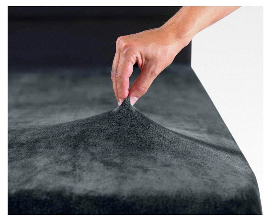 Premium Spannbettlaken Cashmere-Touch Jersey Fleece, Farbe: Anthrazit, Größe: 180-200 x 200 cm