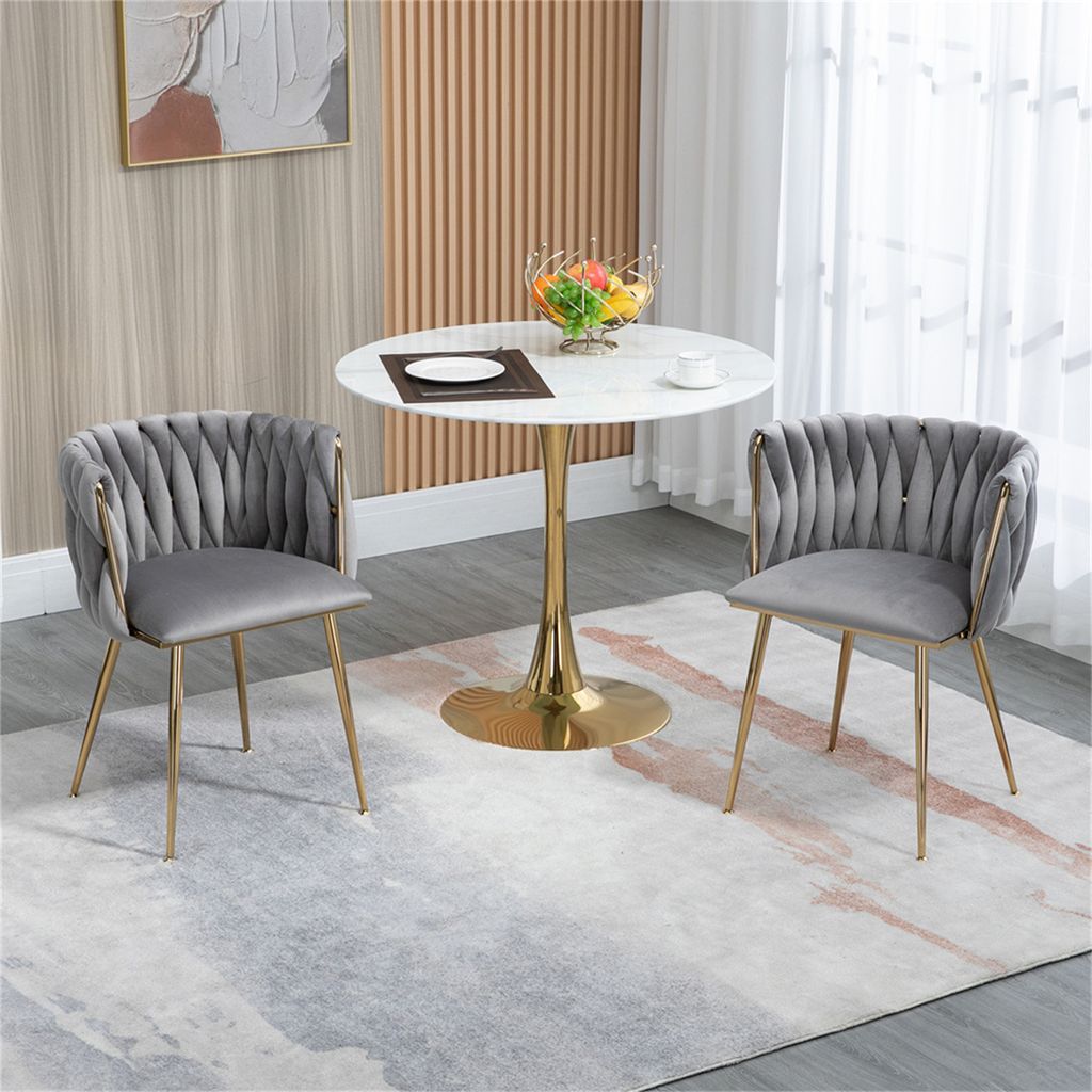 Stuhl Leisure Dining Chairs Accent Chair Velvet Accent, Lounge Chair With Iron Metal Feet 2PC/SET