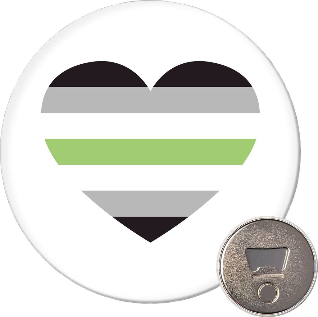 Huuraa Magnet Agender Pride Flagge LGBTQ Herz 59mm Kühlschrankmagnet rund Flaschenöffner Geschenkidee