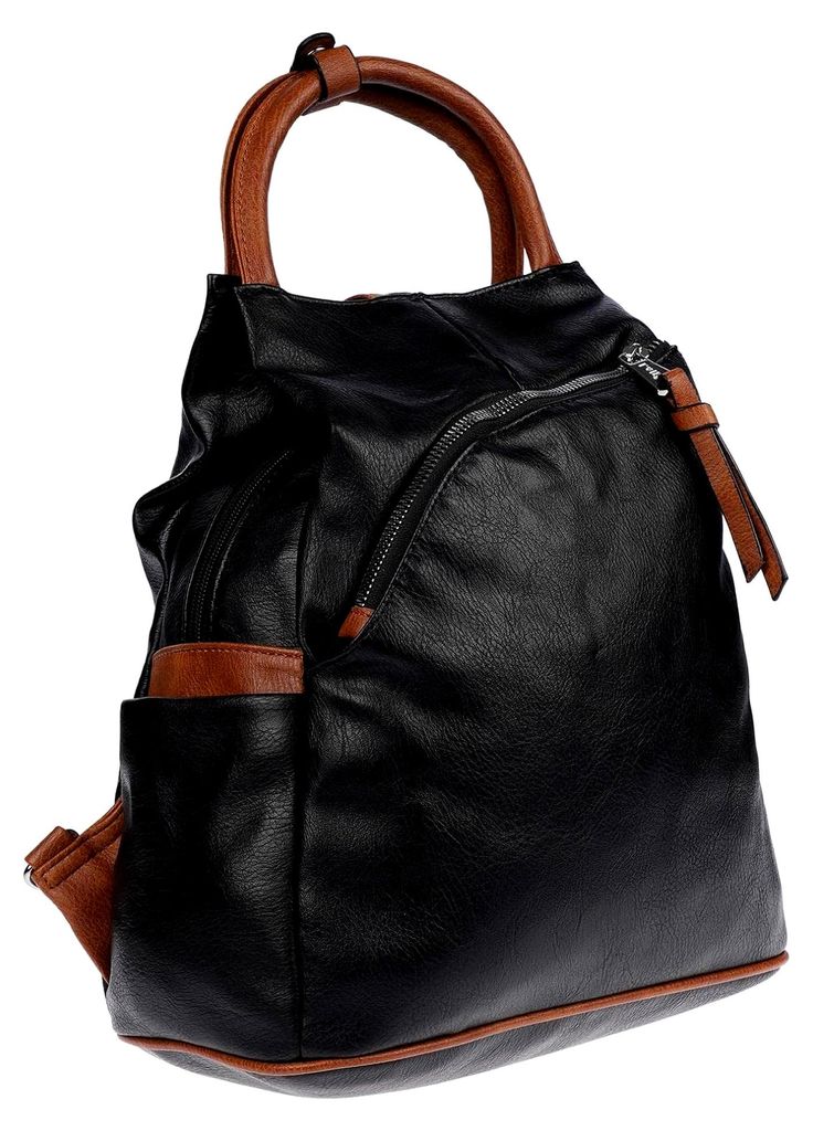 Eleganter Damen Rucksack Schwarz - Kunstleder Optik, Regenfest, Diebstahlsicher, Anpassbare Schultergurte, Vielseitig als Rucksack/Bodybag, Cityruc...