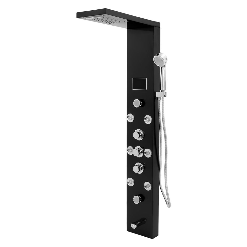 Duschpaneel Edelstahl Duschset mit Regendusche Schwarz Duschsäule Duscharmatur Massage Kopf
