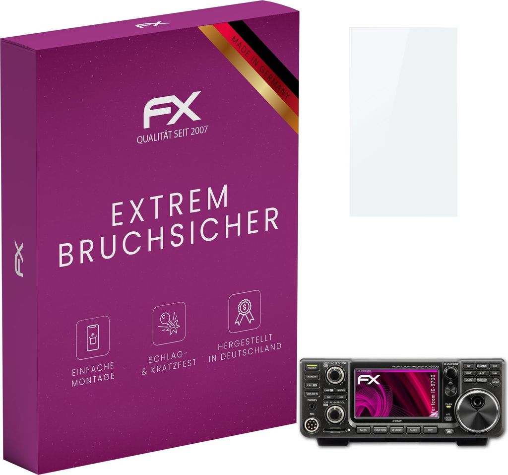 atFoliX FX-Hybrid-Glass Displayfolie kompatibel mit Icom IC-9700 Glasfolie