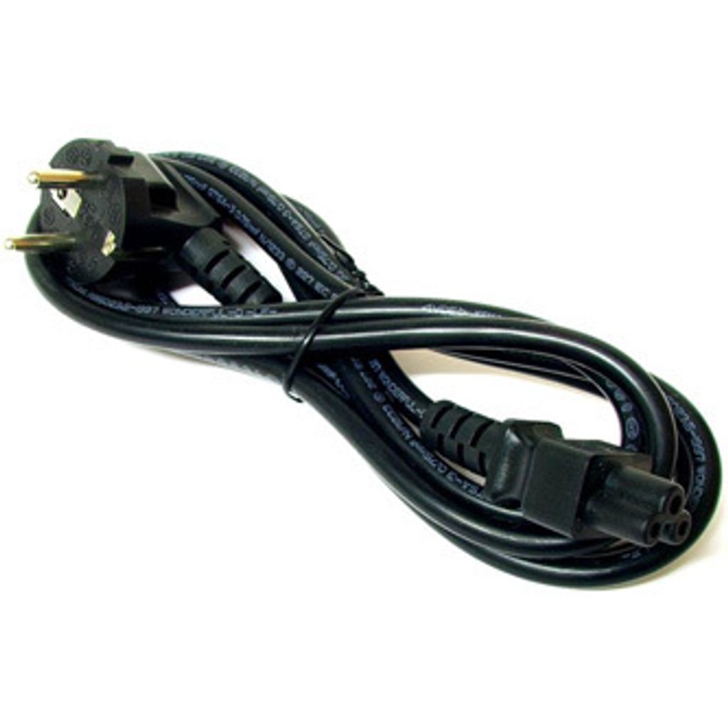 Netzkabel 230V zur Stromversorgung des Laptops, CEE7 (Gabel) - C5, 2m, VDE , schwarz, Logo, Blister, C5 Stecker