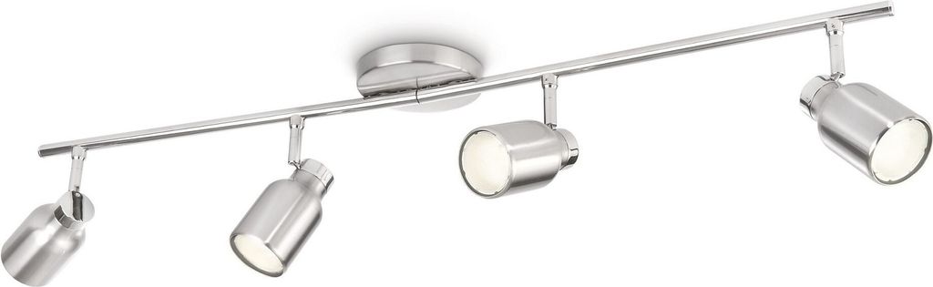 Philips Ecomoods Energiespar Spotleiste Stahl gebürstet 4x GU10 10W warmweiss