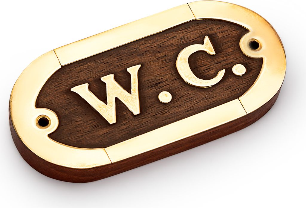 NKlaus Türschild WC aus Messing und Holz Toilettenschild 10,5x5cm Dekoration Schilder 11765