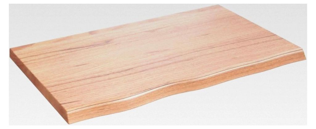 Waschtischplatte aus Holz, Multifunktionale Arbeitsplatte mit Naturkante für das Badezimmer, Hellbraun 80x50x(2-4) cm