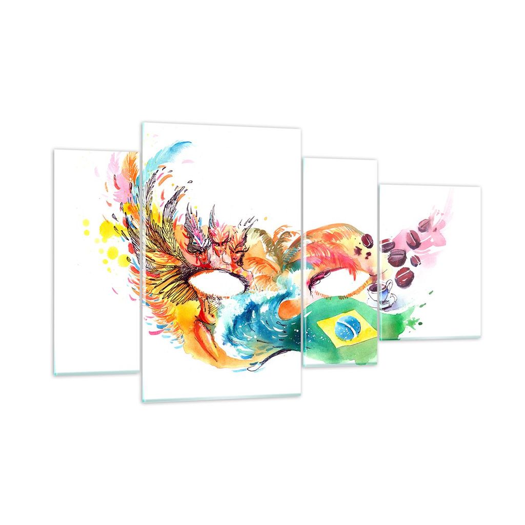 Bilder auf glas - Flagge Karneval Brasilien - 120x70cm - Glasbilder - Wandbilder - Kunstdruck - zum Aufhängen bereit - Wanddekoration aus Glas - G...