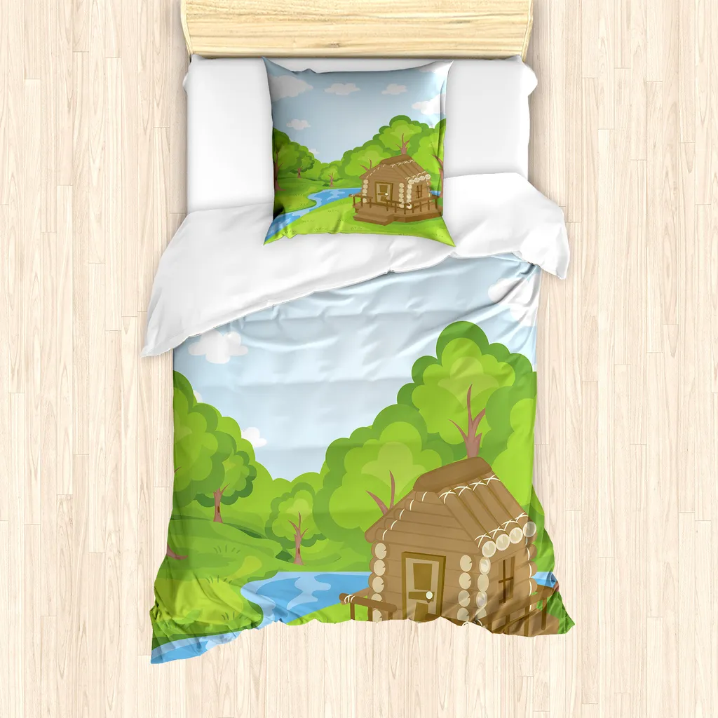 Copripiumino ABAKUHAUS Baita e Torrente 135x200 | Spirito Alpino