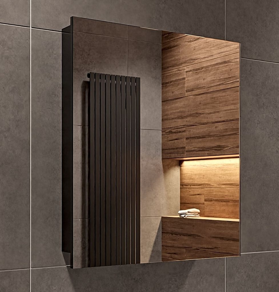 Spiegelschrank Schwarz Matt - 50x60x14 cm - Produktbild 4
