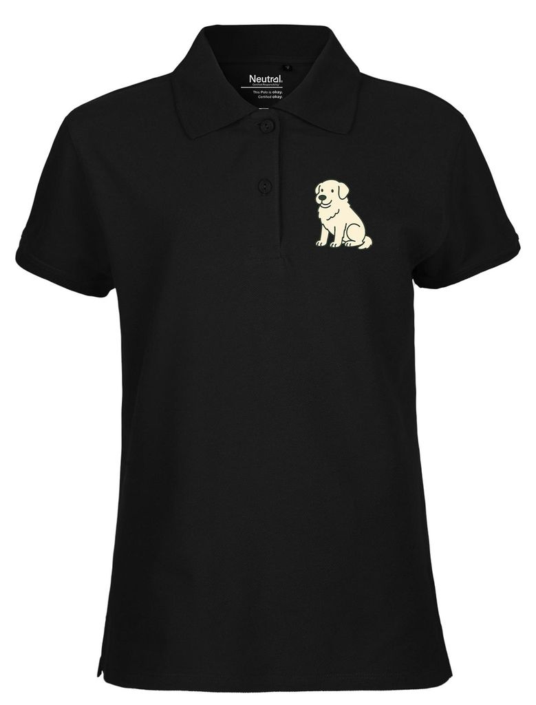 Huuraa Damen Polo Shirt Maremmano Abruzzese Comic Maremmi XXL Black Bio Baumwolle Fairtrade Poloshirt Geschenkidee