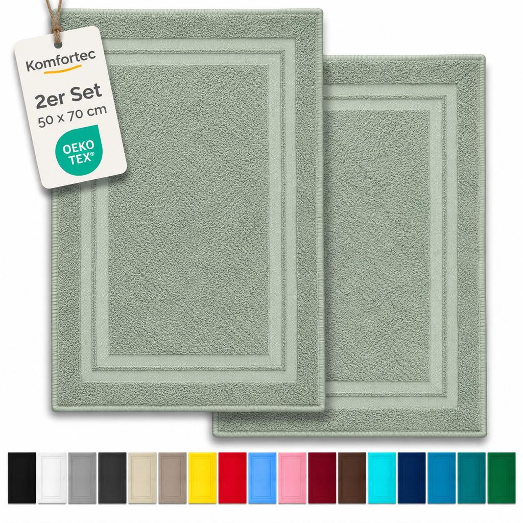 Deux tapis de bain Komfortec en 100% coton, grammage 600 Image du produit 