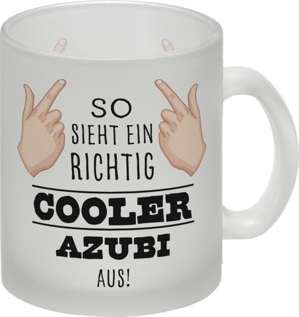 So sieht ein richtig cooler Azubi aus Glas Tasse für die Produktbild 