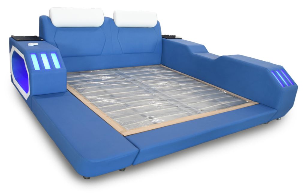 Multifunktion Betten Led Luxus Design Blaues Bett Hotel Doppel 180x200