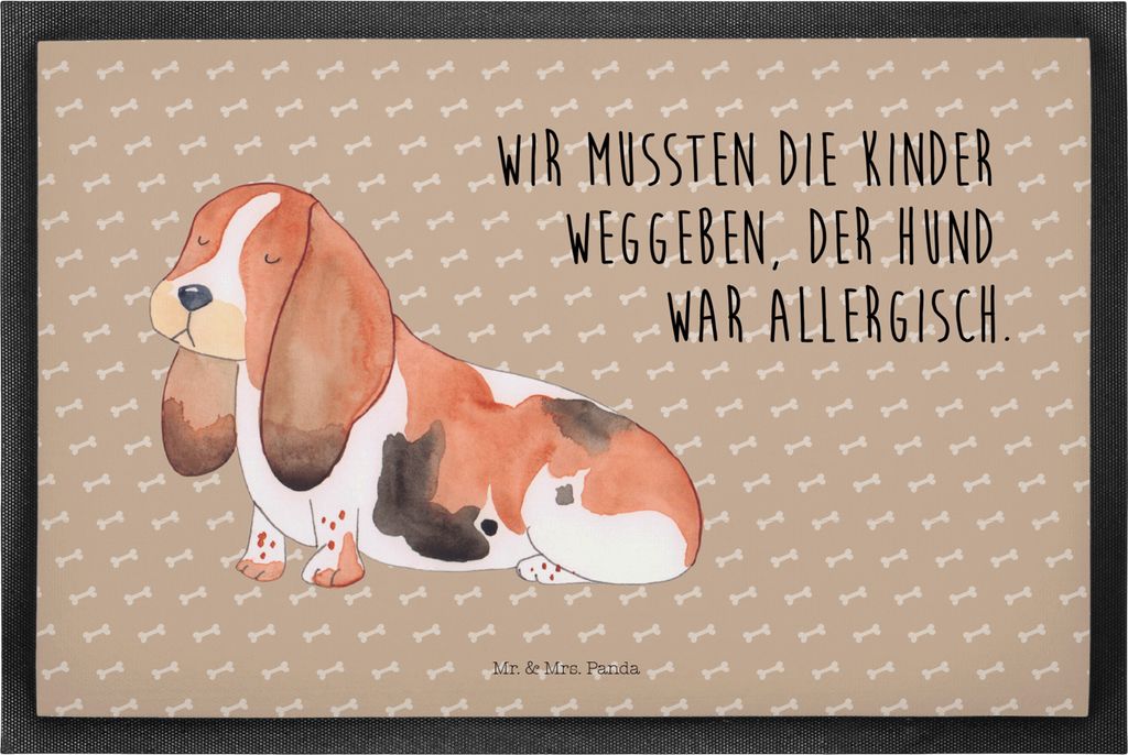 Mr. & Mrs. Panda fußmatte Hund Basset Hound 40 x 60 cm - Hundeglück - Geschenk, Schmutzfangmatte, Schmutzmatte, flurmatte, Bodenvorleger, Süß, ...