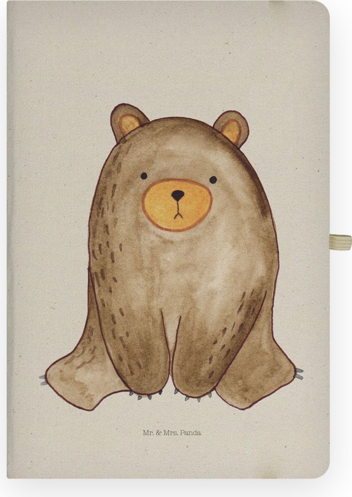 Mr. & Mrs. Panda notizbuch Bär sitzend - Transparent - Geschenk, Journal, Teddy, Tagebuch, A4 Kariert, Adressbuch, Skizzenbuch
