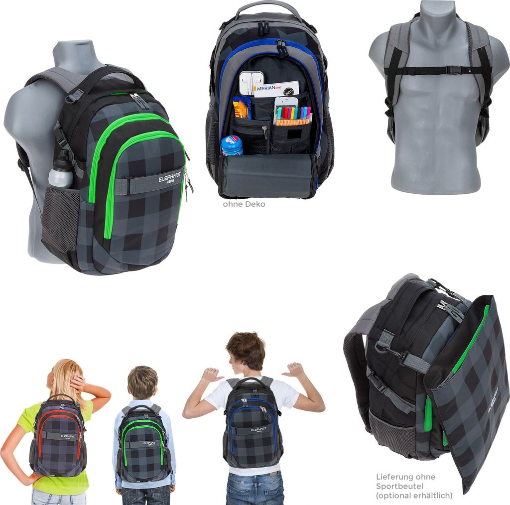 Schulrucksack 3 Teile Set Elephant Hero Signature Rucksack Produktbild 12