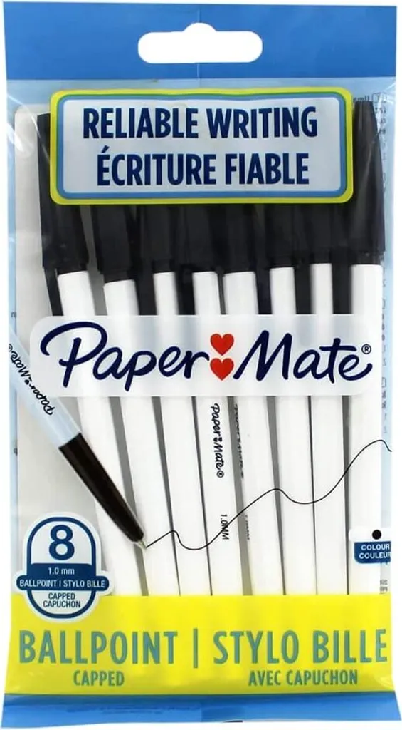 Stylo bille Paper Mate 2084376 modèle 045 noir lot de 8 stylos fiables