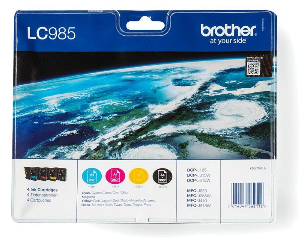 Lot de 4 cartouches d'encre Brother LC985VALBPDR Image du produit 