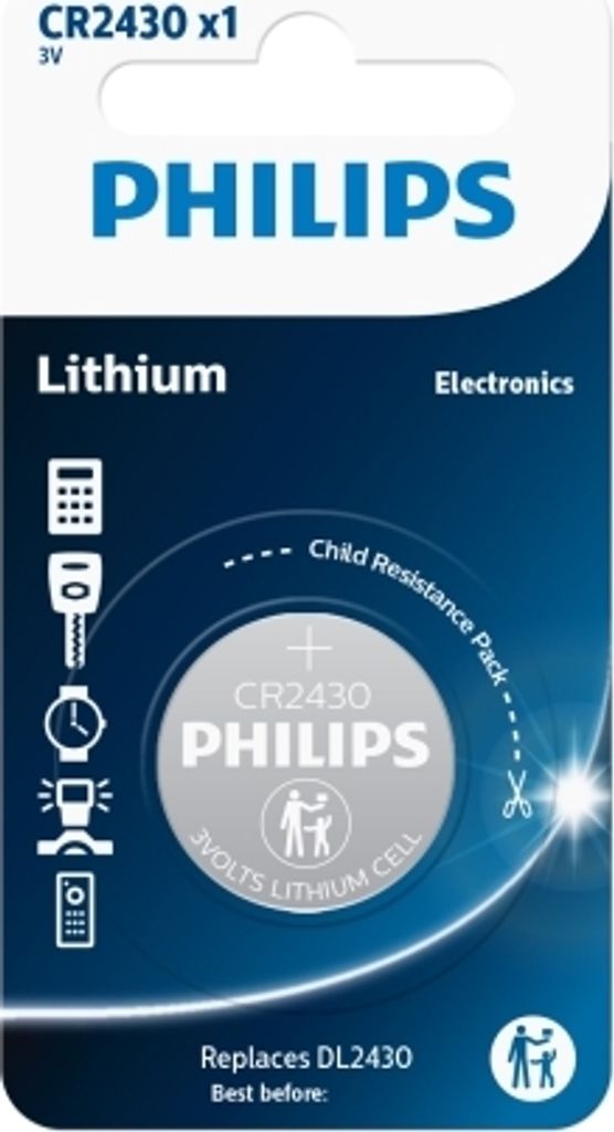 Lithium Batterie Cr2430 Philips 3vdc (Blisterpackung 1 Batterie) Cr2430-philips