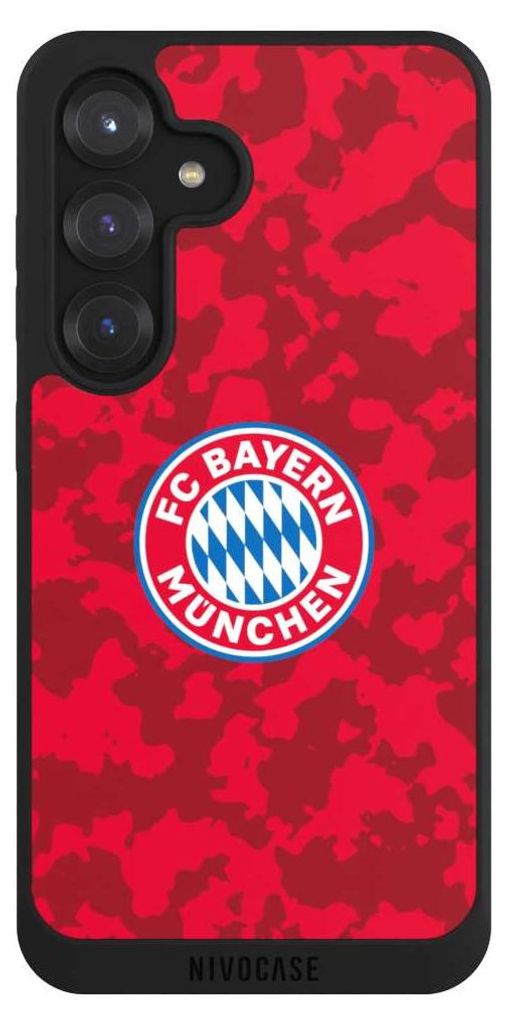 NIVOCASE Handyhülle für Samsung Galaxy S25 Hülle NIVOpure Case Schwarz FC Bayern München Camouflage FCB