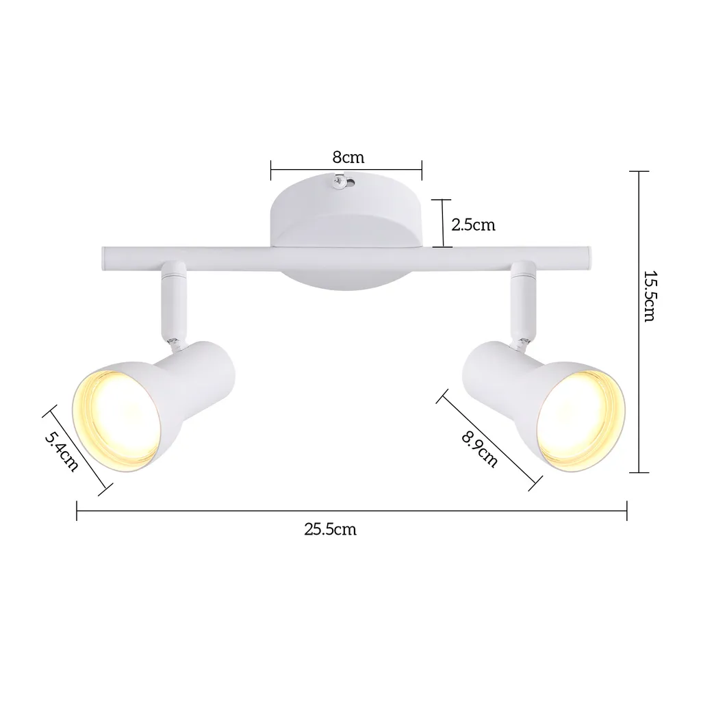 ZMH Faretto da soffitto 2 fiamme Lampada da soffitto corridoio Luce da soffitto Design moderno Faretto da interno bianco GU10 Spot da soffitto in metallo 350°Spot orientabili per camera da letto soggiorno cucina (senza lampadina) - 3