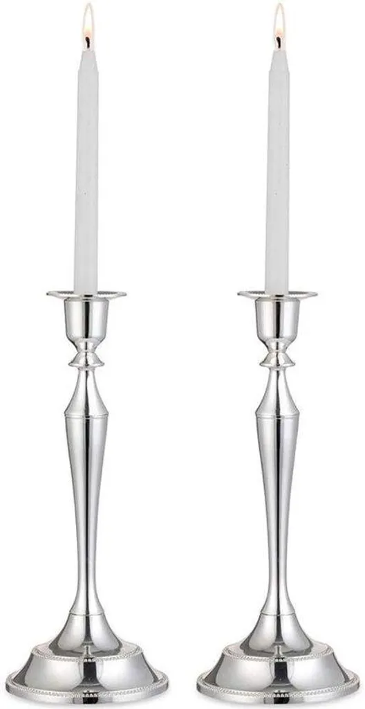 Centre de table mariage bougeoir argenté 24,5 cm - Ambiance romantique