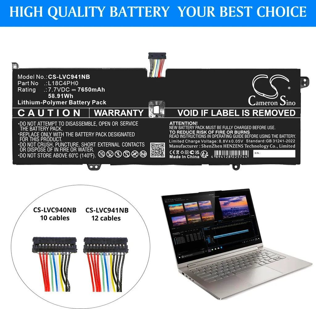 TECHTEK Batteria notebook compatibile con [Lenovo] Yoga C940 SP/A, Yoga C940-14IIL, Yoga C940-14IIL 81Q90007PH, Yoga C940-14IIL 81Q9000BGJ, Yoga C940