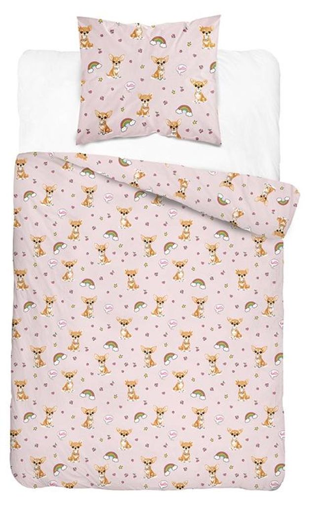Bettwäsche, Baumwollbettwäsche für Kinder 160x200 xoxo 5855a Hunde
