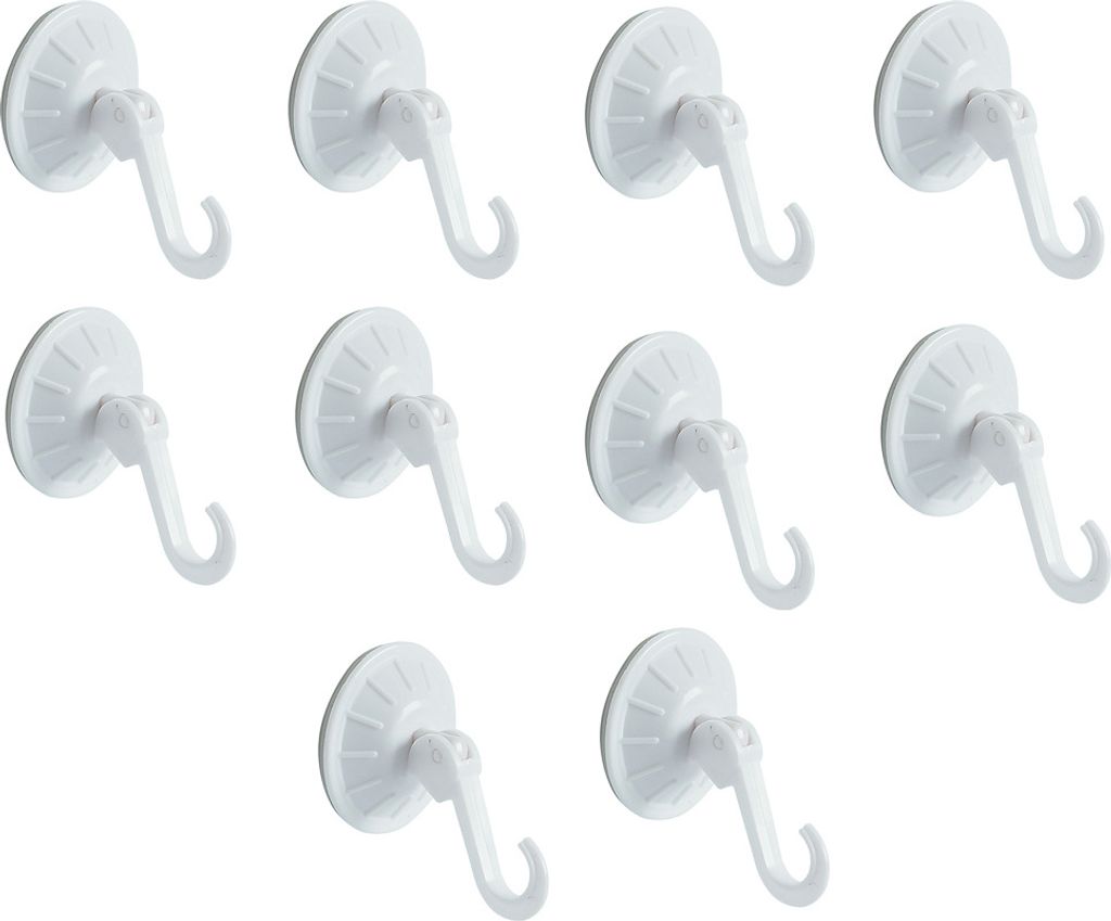 Spirella Handtuchhaken Haken Saugnapf Bad und Küche Handtuchhalter Kleiderhaken Ohne Bohren Ø5,5 cm – weiß – 10 Stück