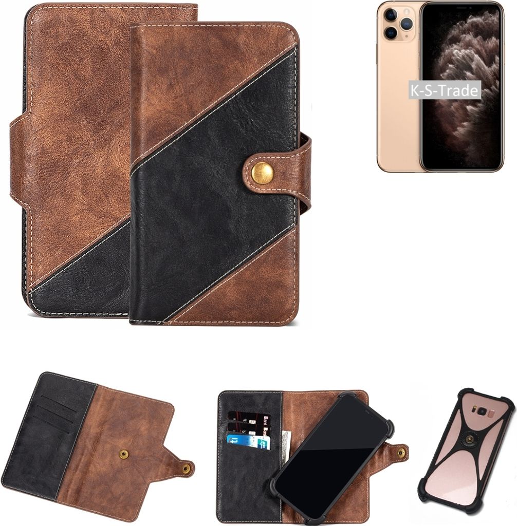 K-S-Trade Handyhülle Schutzhülle Bookstyle Case kompatibel mit Apple iPhone 11 Pro Klapphülle Cover Hülle Schutztasche 1x