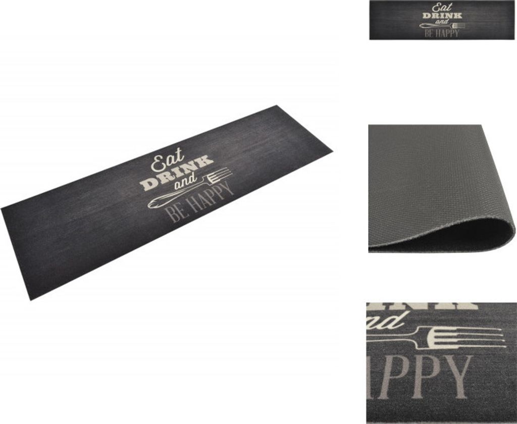 vidaXL Küchenteppich Waschbar Küche Schwarz 45x150 cm Samt - Fußmatten