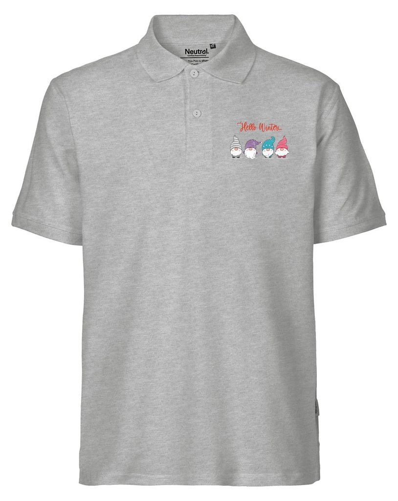 Huuraa Herren Polo Shirt Hello Winter Wichtel Weihnachtself L Sport Grey Bio Baumwolle Fairtrade Poloshirt Geschenkidee