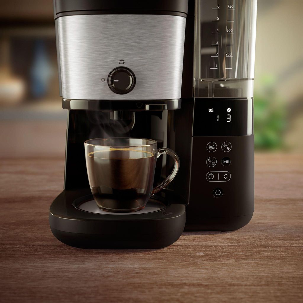 Philips All-in-1 Filter-Kaffeemaschine mit integriertem Mahlwerk, schwarz (HD7900/01)