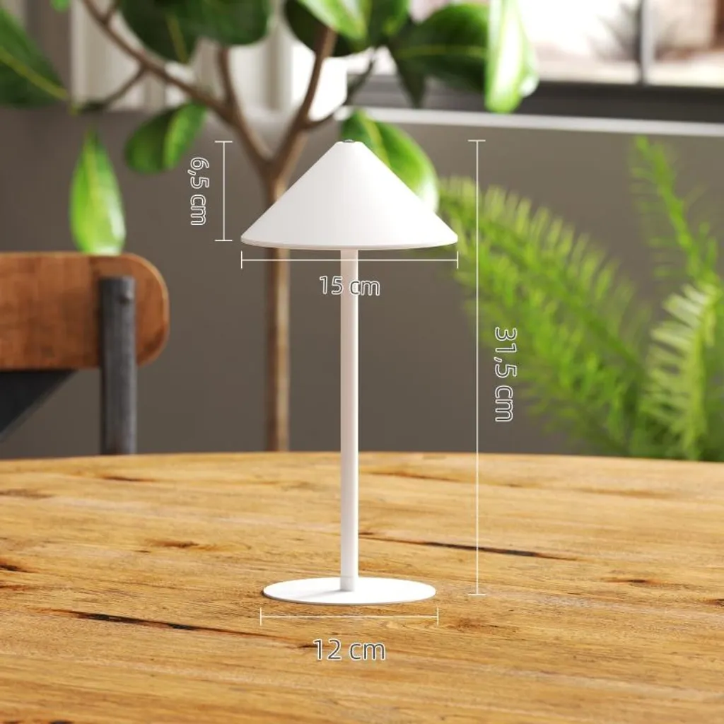 Lampe de Table Blanche Rechargeable USB A+C avec 3 Modes de Luminosité