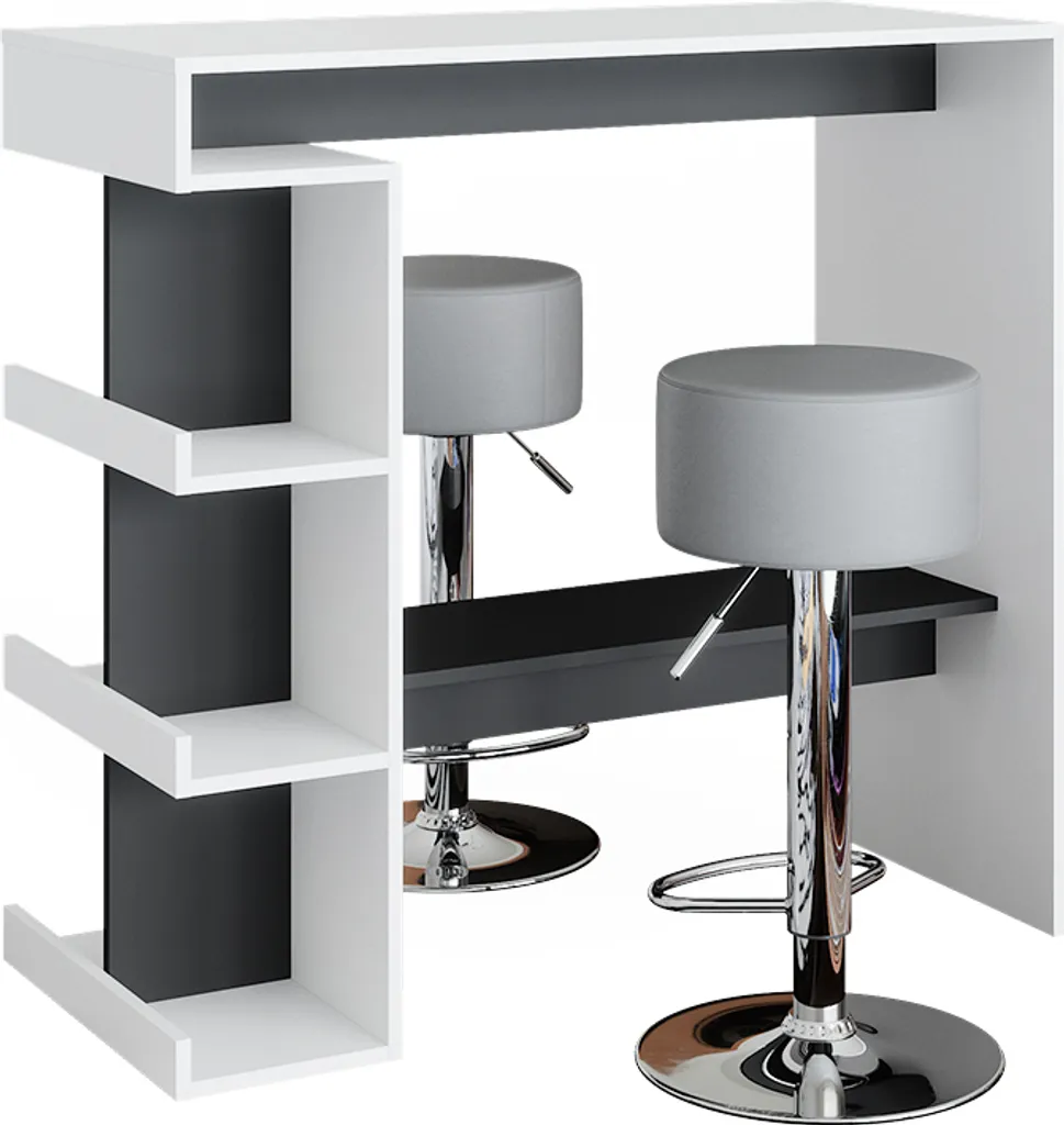 Vicco Dana Ensemble Table de Bar Blanche 108x50 cm avec 2 Tabourets 36948