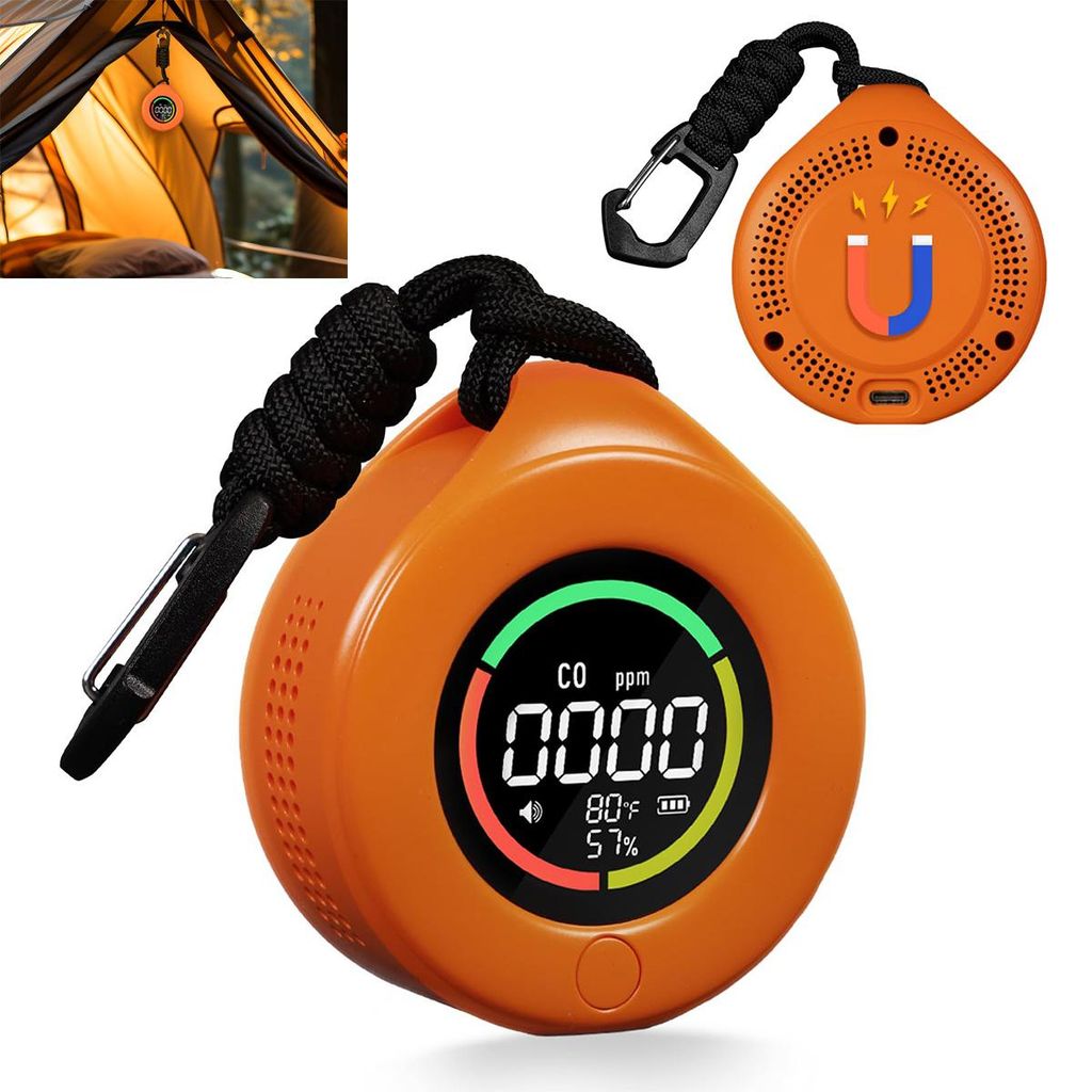 Tragbarer CO2 Melder, Mini CO2 Messgerät, CO2 Sensor mit Vollfarb LCD, Kontrollleuchte, Alarm, Automatische Kalibrierung, für Zuhause,Büro,Gewä...