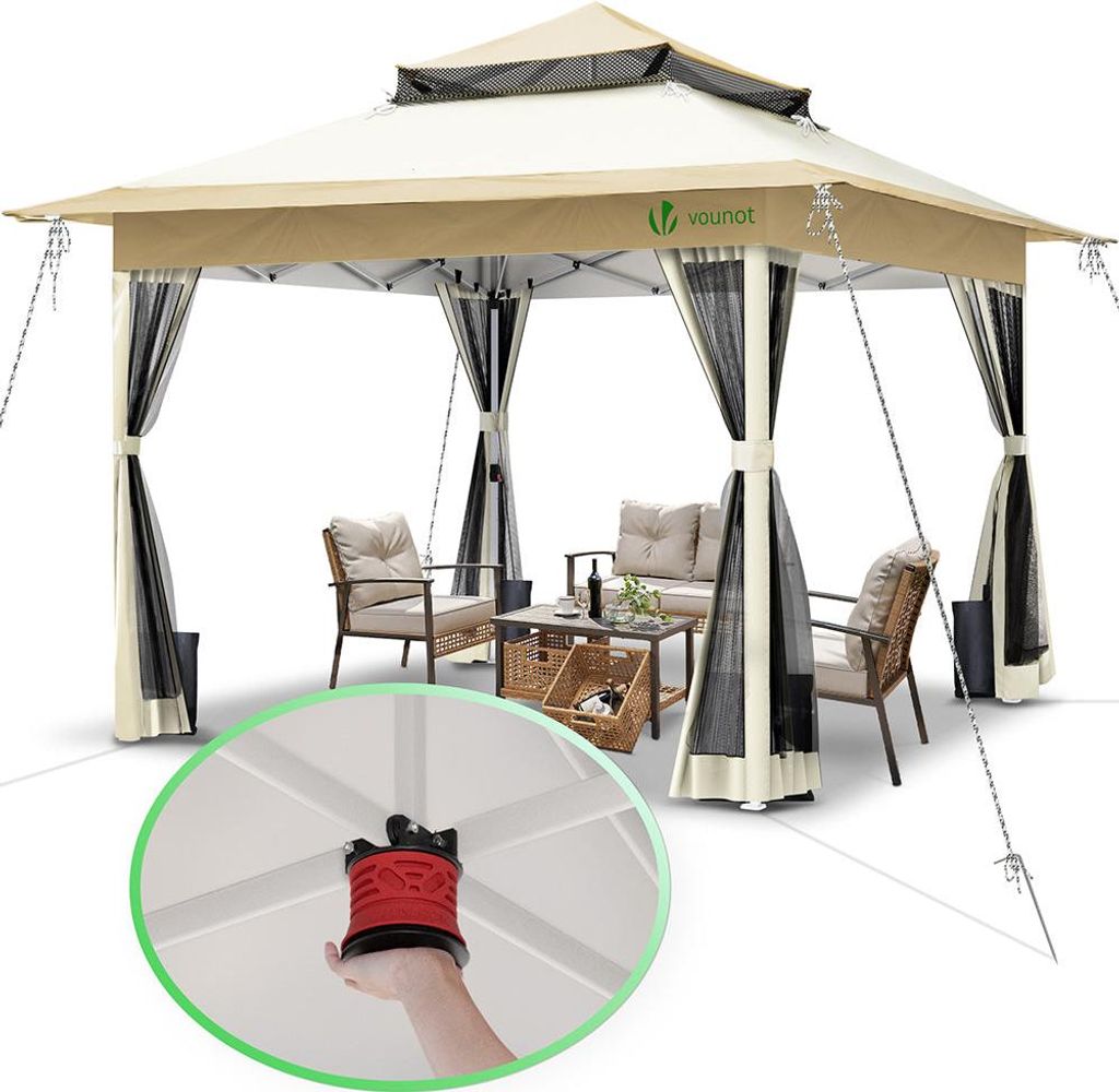 VOUNOT® Pavillon Faltbar 3.6x3.6m, Pop Up Faltpavillon Produktbild 