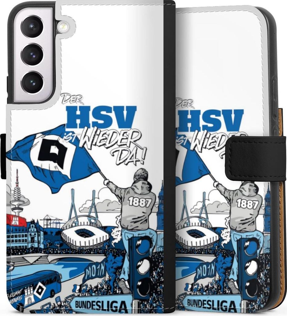 DeinDesign Klapphülle für Samsung Galaxy S22+ Handytasche Lederhülle Tasche Aufstieg Hamburger SV Offizielles Lizenzprodukt