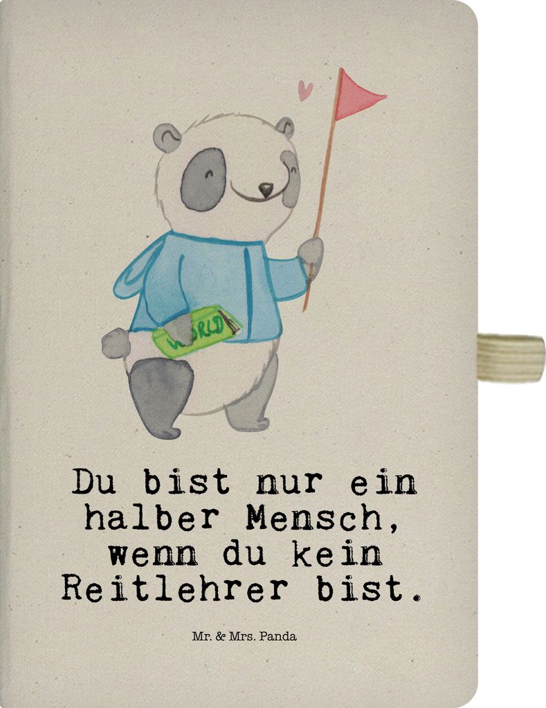 Mr. & Mrs. Panda Kladde Reitlehrer Herz - Transparent - Geschenk, notizbuch, Adressbuch, A5, Tagebuch, Reisetagebuch
