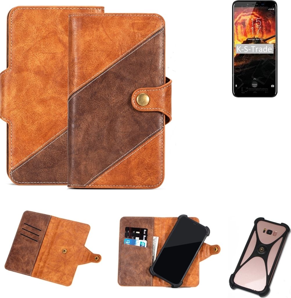 K-S-Trade Handy-Hülle Schutz-Hülle Bookstyle Case Wallet-Case kompatibel mit HomTom S99 Handy Cover Bumper Kantenschutz Smartphone dunkelbraun braun