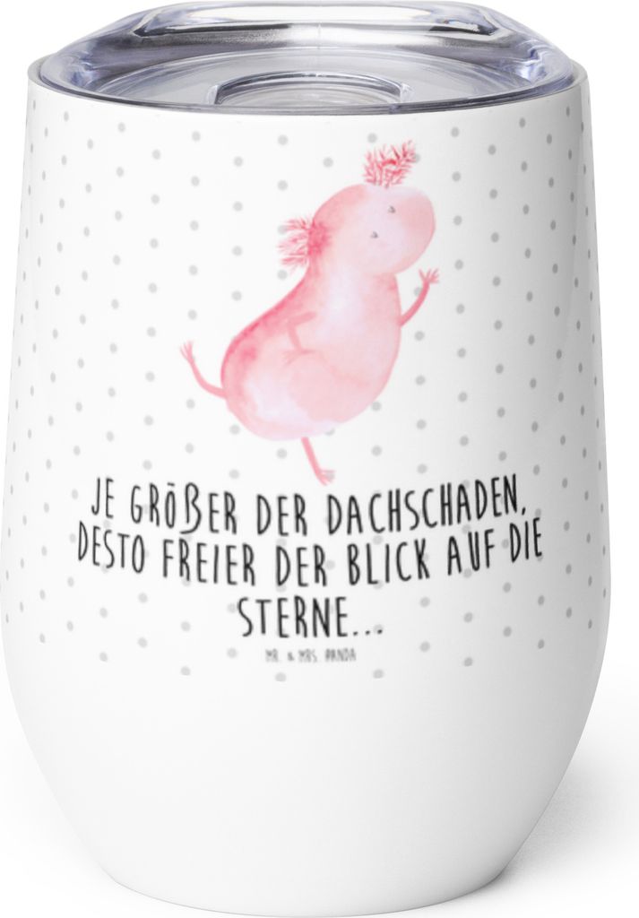 Mr. & Mrs. Panda Thermo Becher Axolotl Tanzen - Weiß - Geschenk, gut Gelaunt, Sterne, Weintumbler, glühweinbecher, Thermobecher, Freundin, thermo...