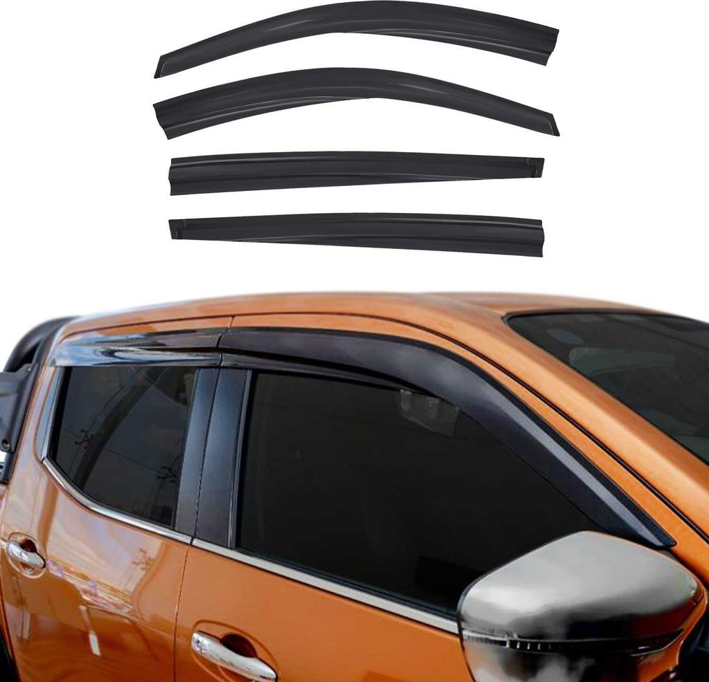 4x Windabweiser Regenabweiser für Mitsubishi L200 2007-2014 Acryl Dunkel