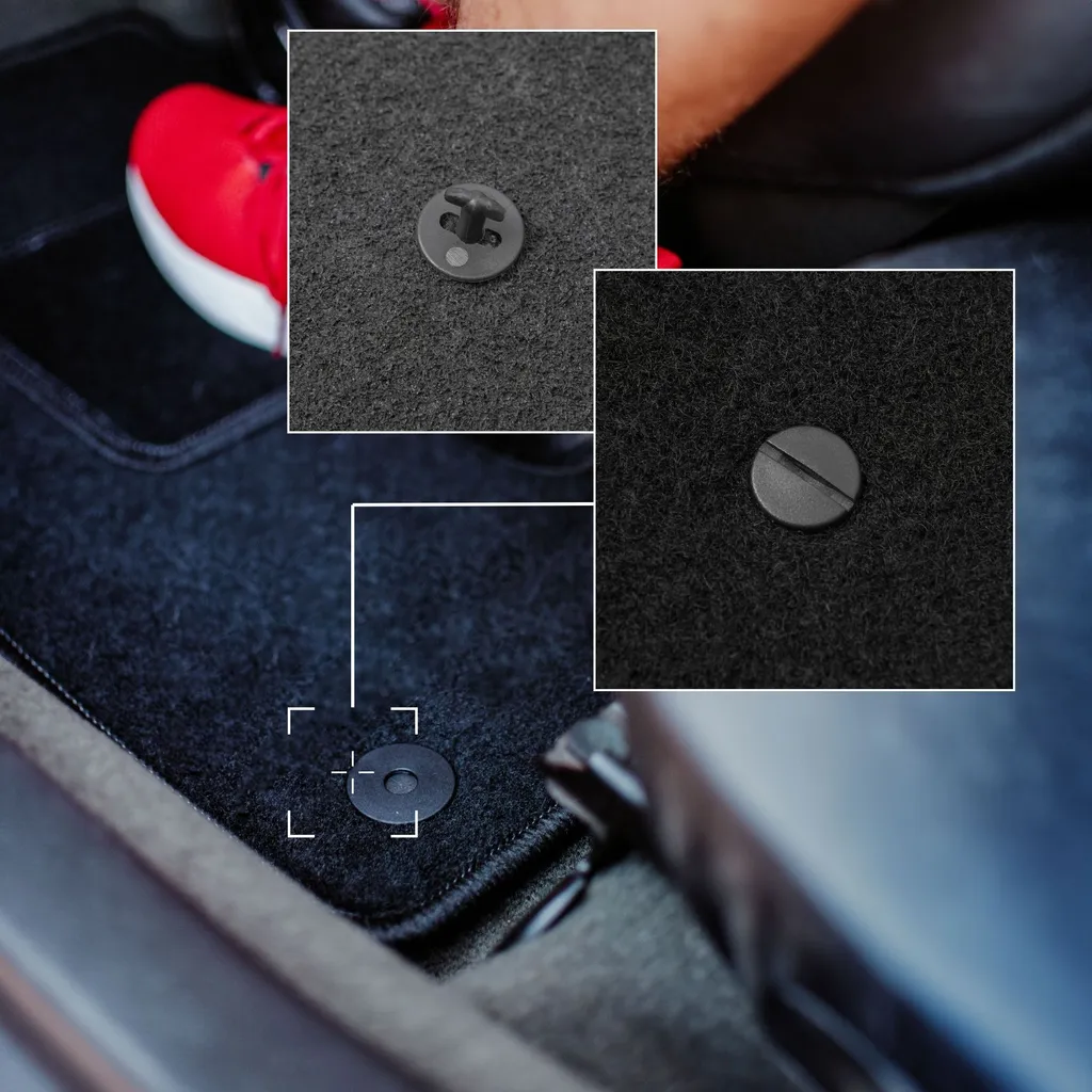 Wielganizator Tappetini anteriori in velluto per BMW 5 E60 (2003-2010, berlina) neri, set 2 pz, con fissaggi - 3