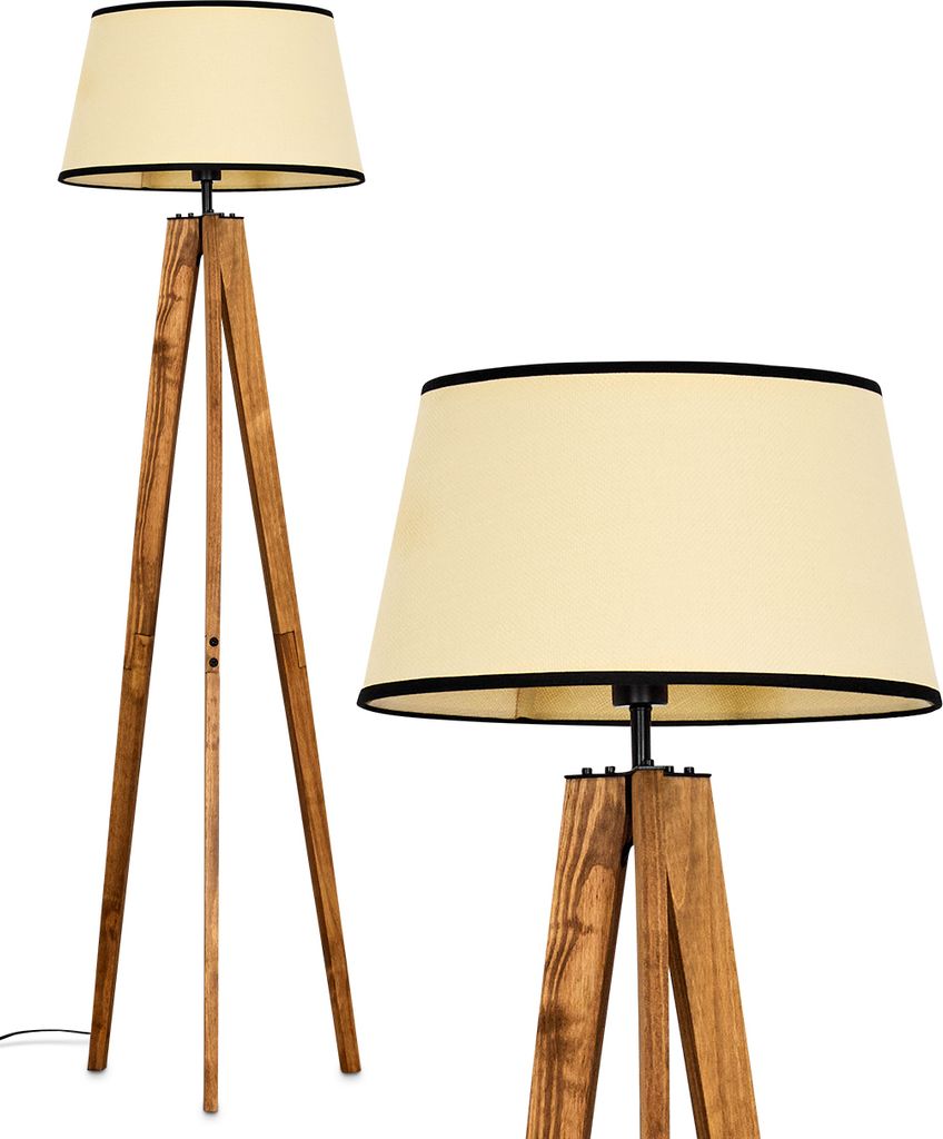 Varoni Stehlampe aus Holz/Metall/Wiener Geflecht/Rattan in Natur/Schwarz
