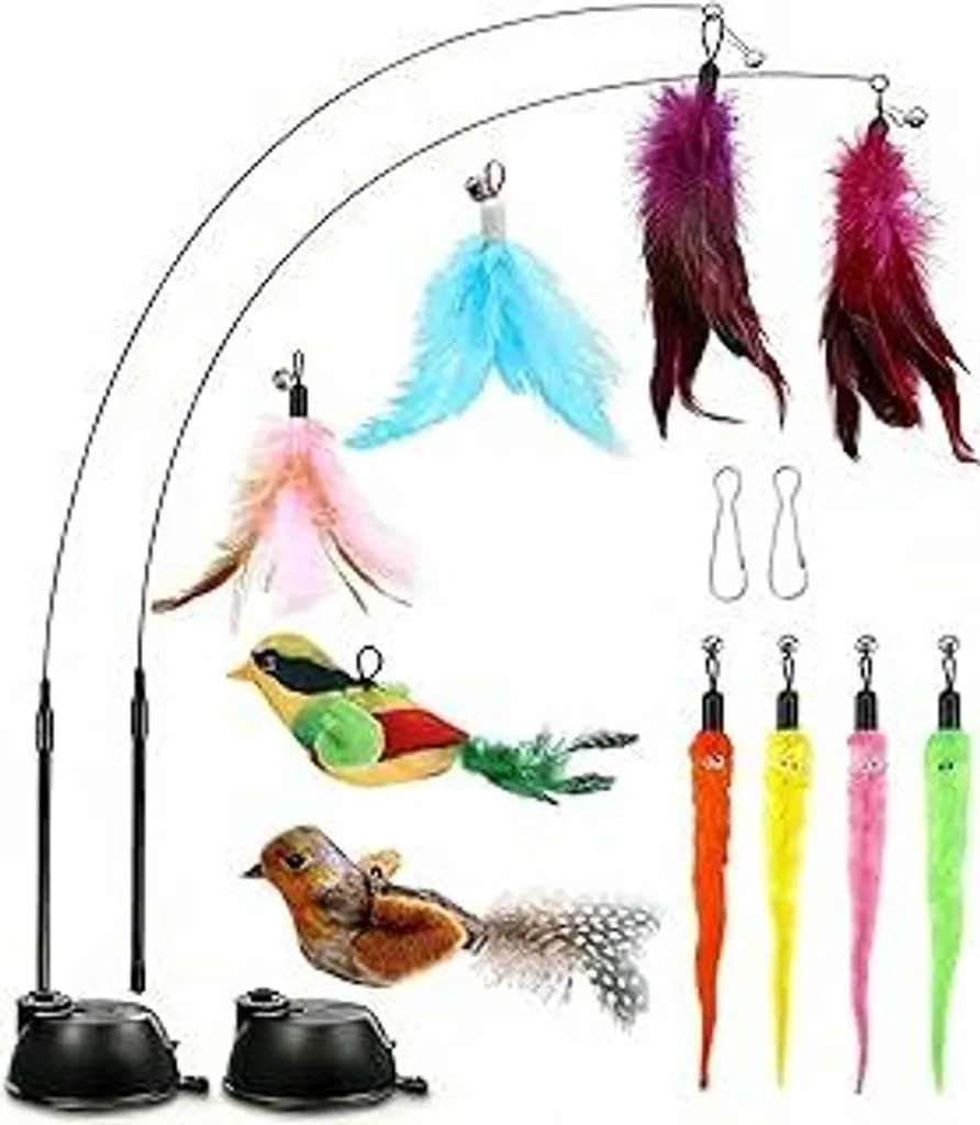Canna pesca gatti ventosa + 14 Pezzi ricambio - Offerta Gioco Gatto