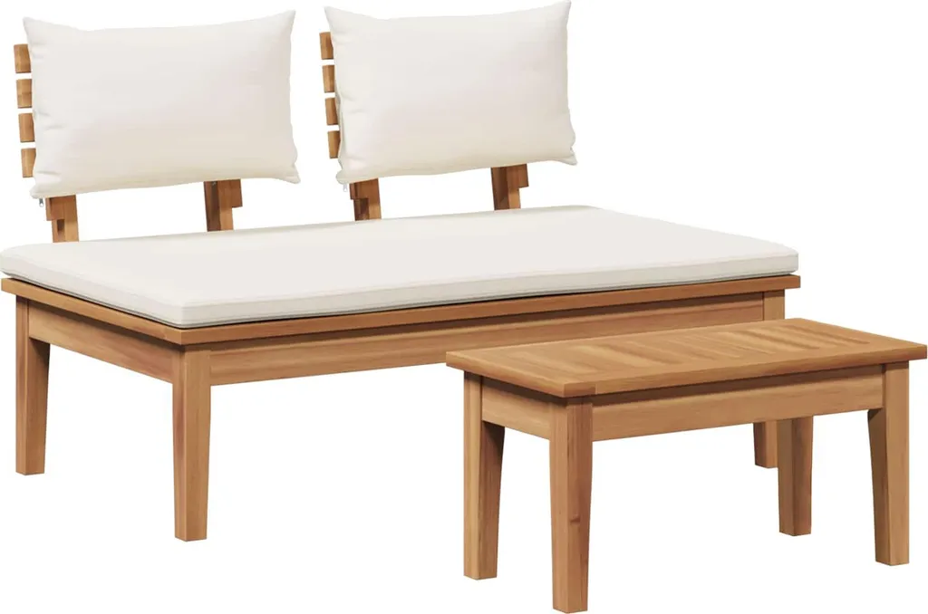 Ensemble Jardin vidaXL en Teck Massif Résistant Table et Banc 2 pcs
